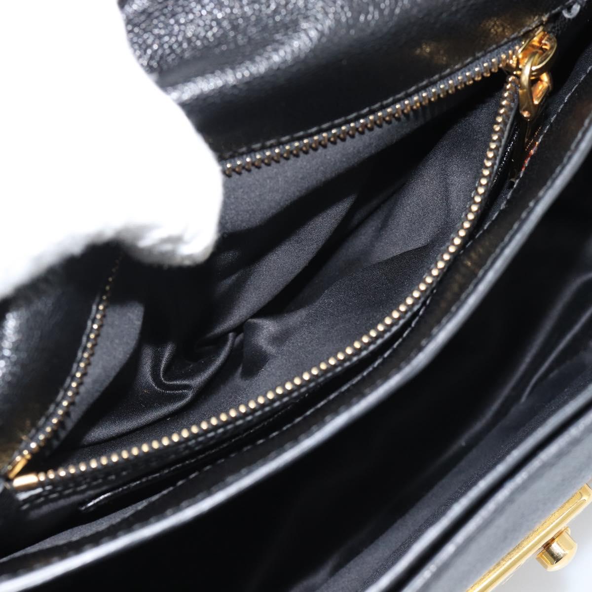 Miu Miu Ready lock Hand Bag Leather 2way Black Gold Auth am12067V