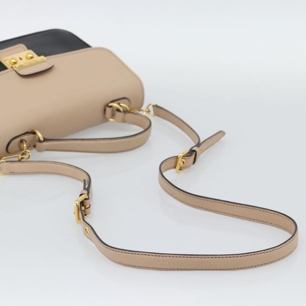 Miu Miu Ready lock Hand Bag Leather 2way Black Gold Auth am12067V