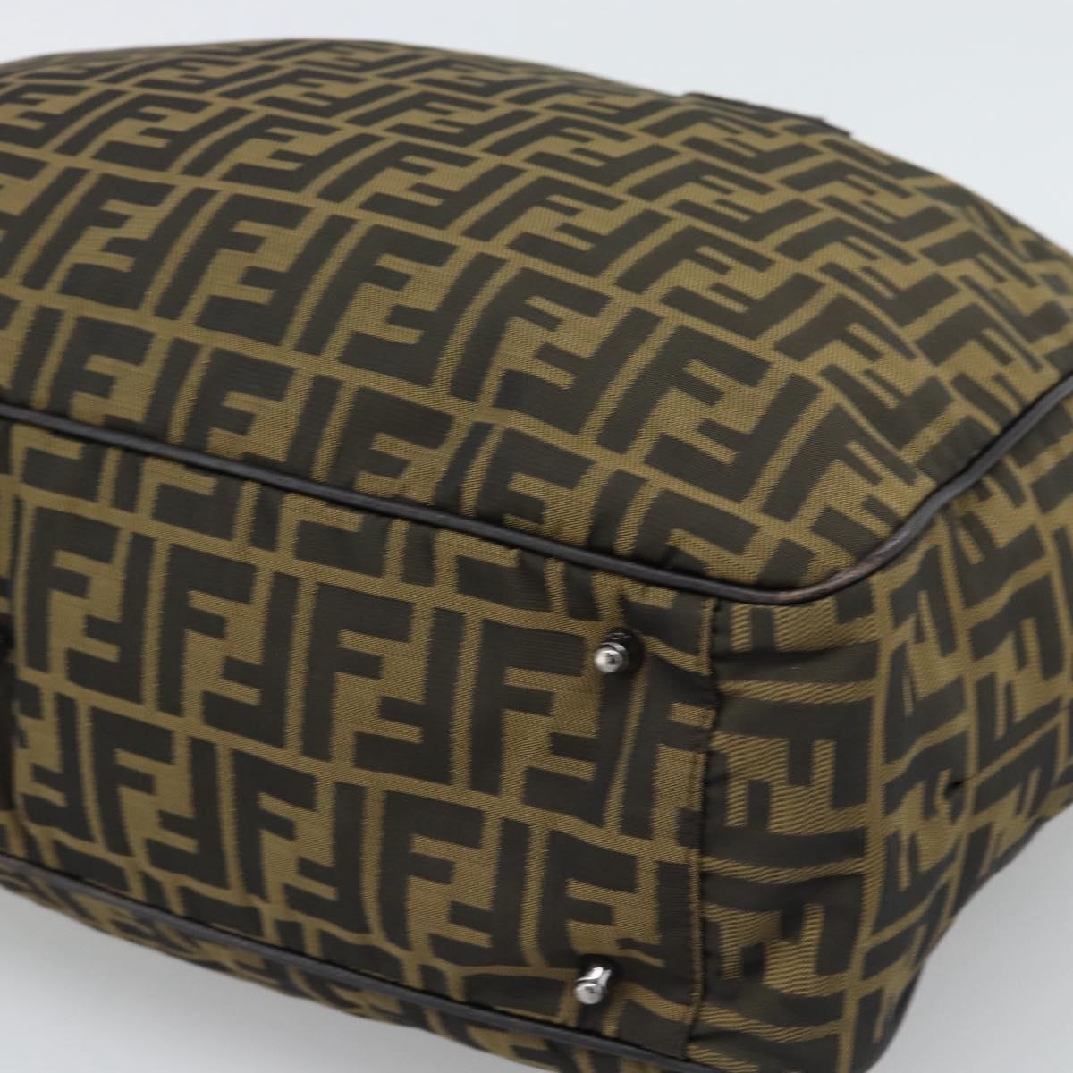 FENDI Zucca Canvas Tote Bag Nylon Black Brown Auth am12068V