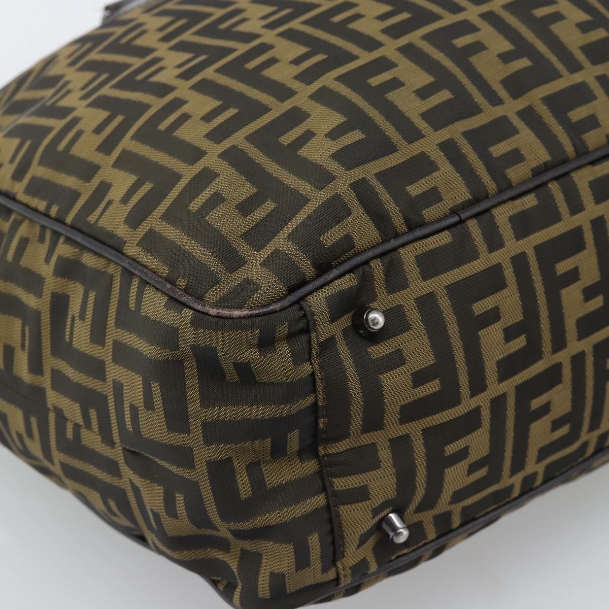 FENDI Zucca Canvas Tote Bag Nylon Black Brown Auth am12068V