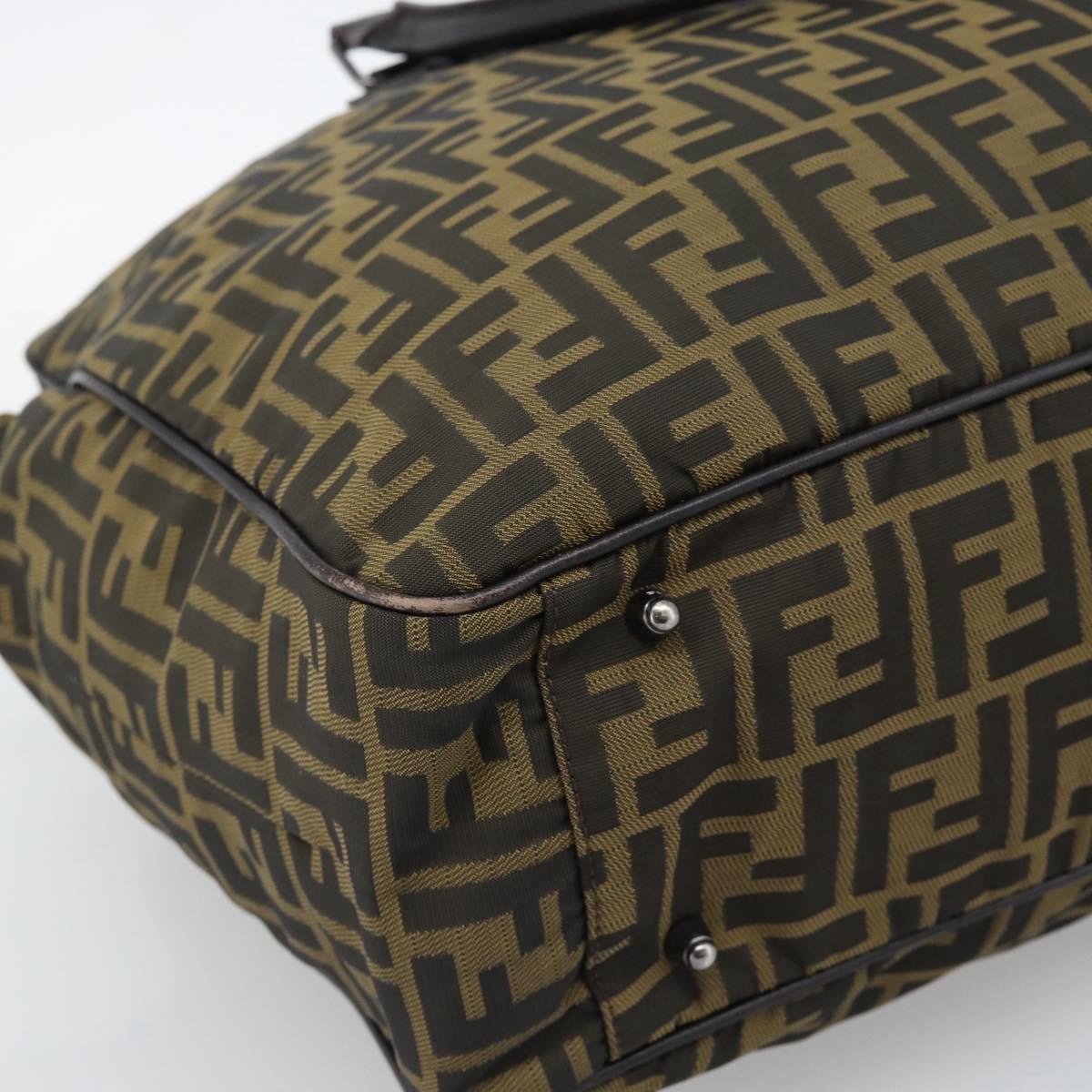 FENDI Zucca Canvas Tote Bag Nylon Black Brown Auth am12068V