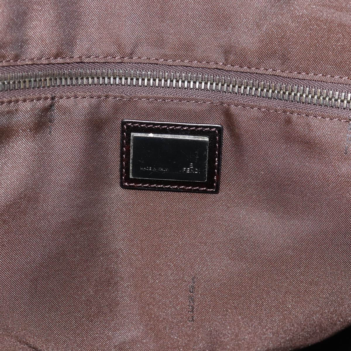FENDI Zucca Canvas Tote Bag Nylon Black Brown Auth am12068V