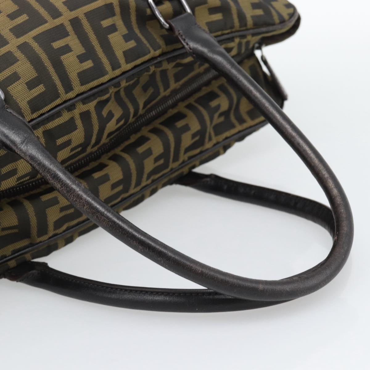 FENDI Zucca Canvas Tote Bag Nylon Black Brown Auth am12068V