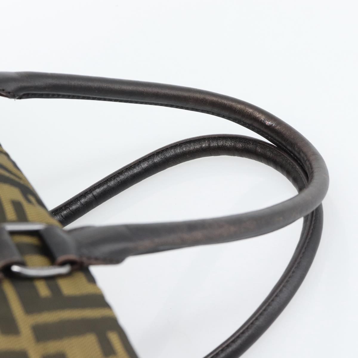 FENDI Zucca Canvas Tote Bag Nylon Black Brown Auth am12068V