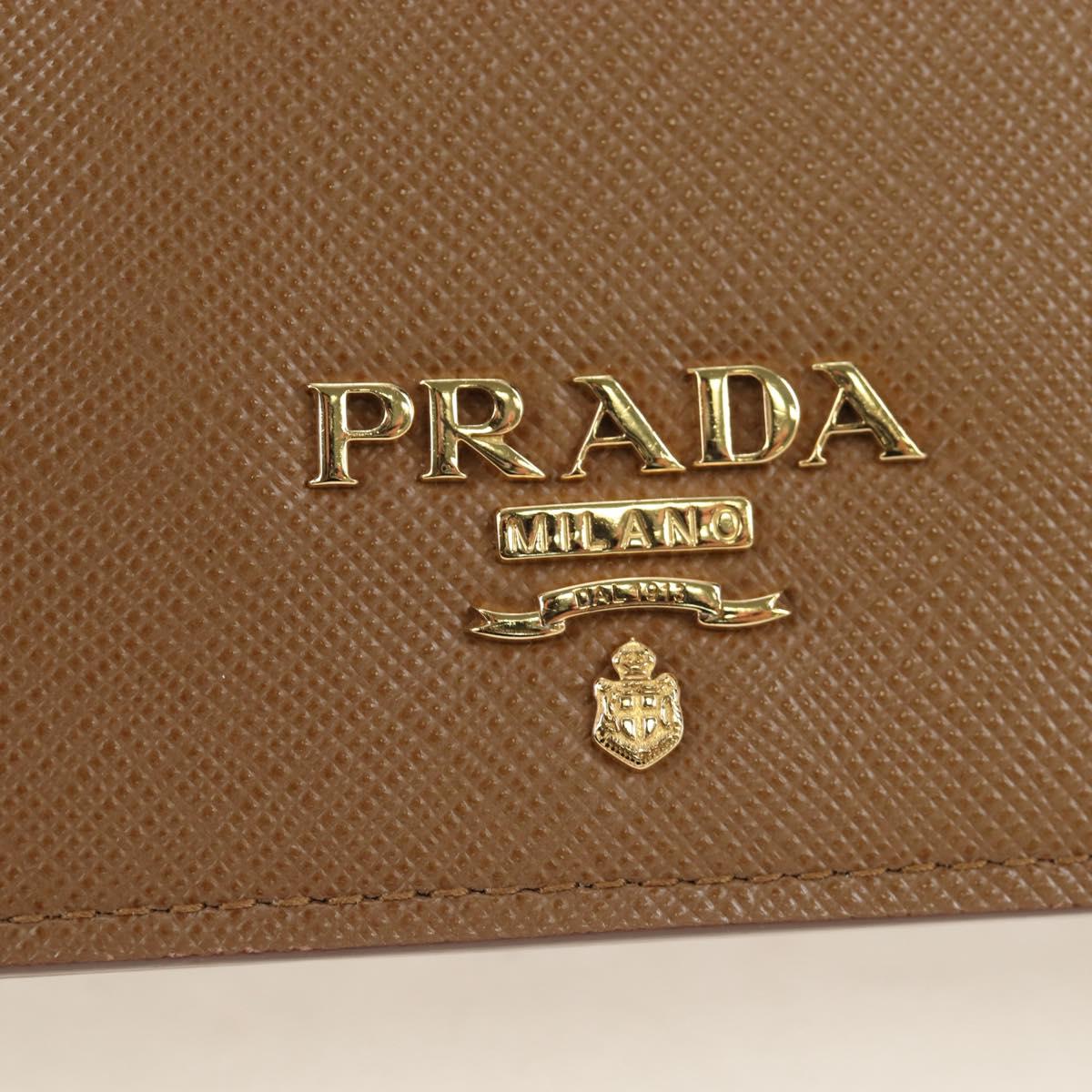 PRADA Chain Shoulder Bag Saffiano Brown Gold Auth am12070V