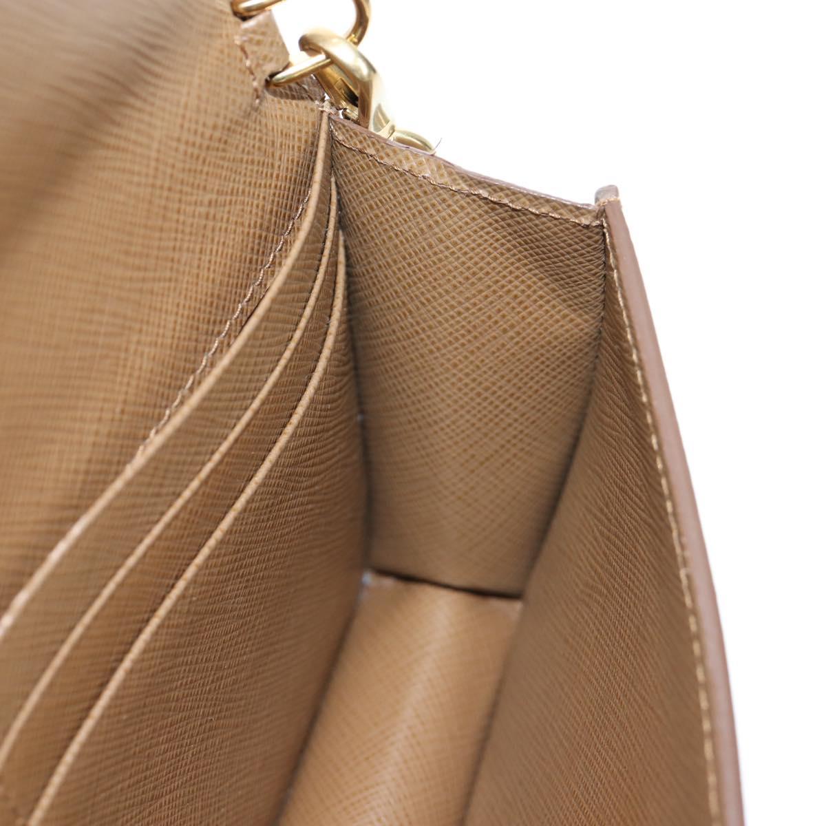 PRADA Chain Shoulder Bag Saffiano Brown Gold Auth am12070V
