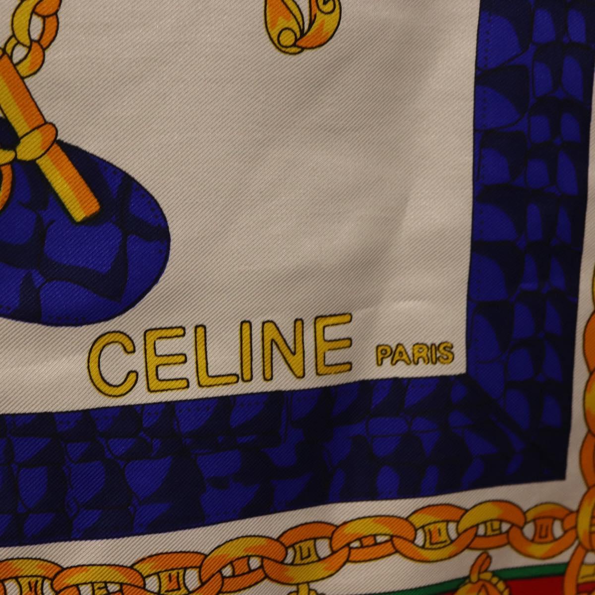 CELINE Scarf Silk Red Auth am12072V