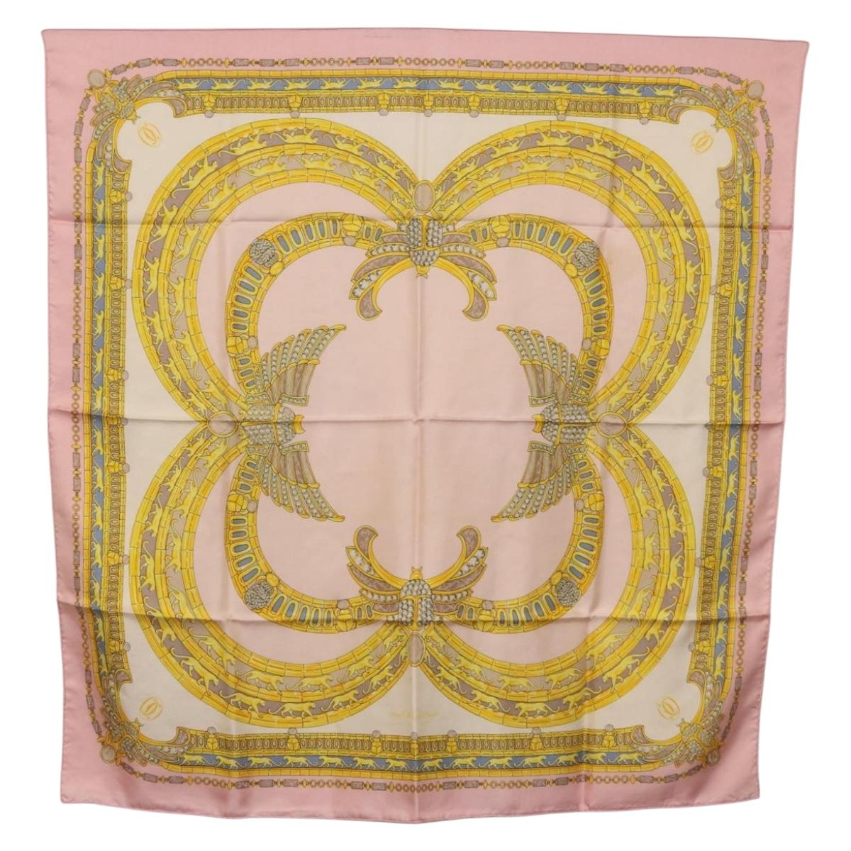 CARTIER Scarf Silk Pink Auth am12074