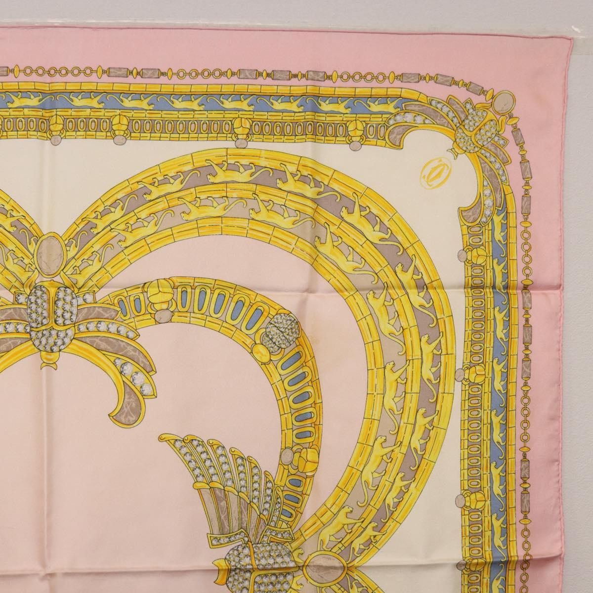 CARTIER Scarf Silk Pink Auth am12074