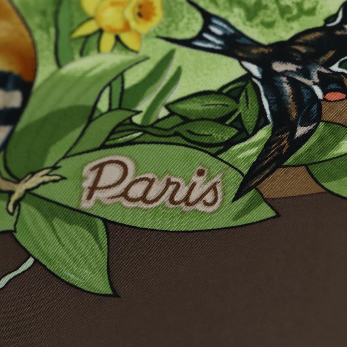 HERMES Carre 90 Scarf ”Les Quatre Saisons” Silk Brown Auth am12077M