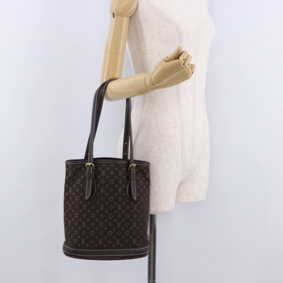 LOUIS VUITTON Monogram Mini Lin Bucket PM Bag Brown M95226 LV Auth am12082V