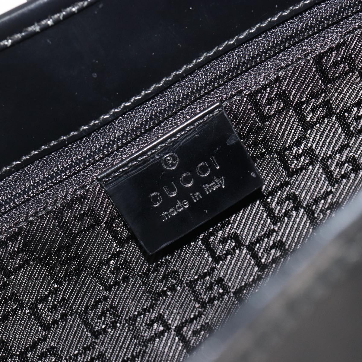 GUCCI Jackie Hand Bag Patent leather Black Silver 002 1068 Auth am12087V