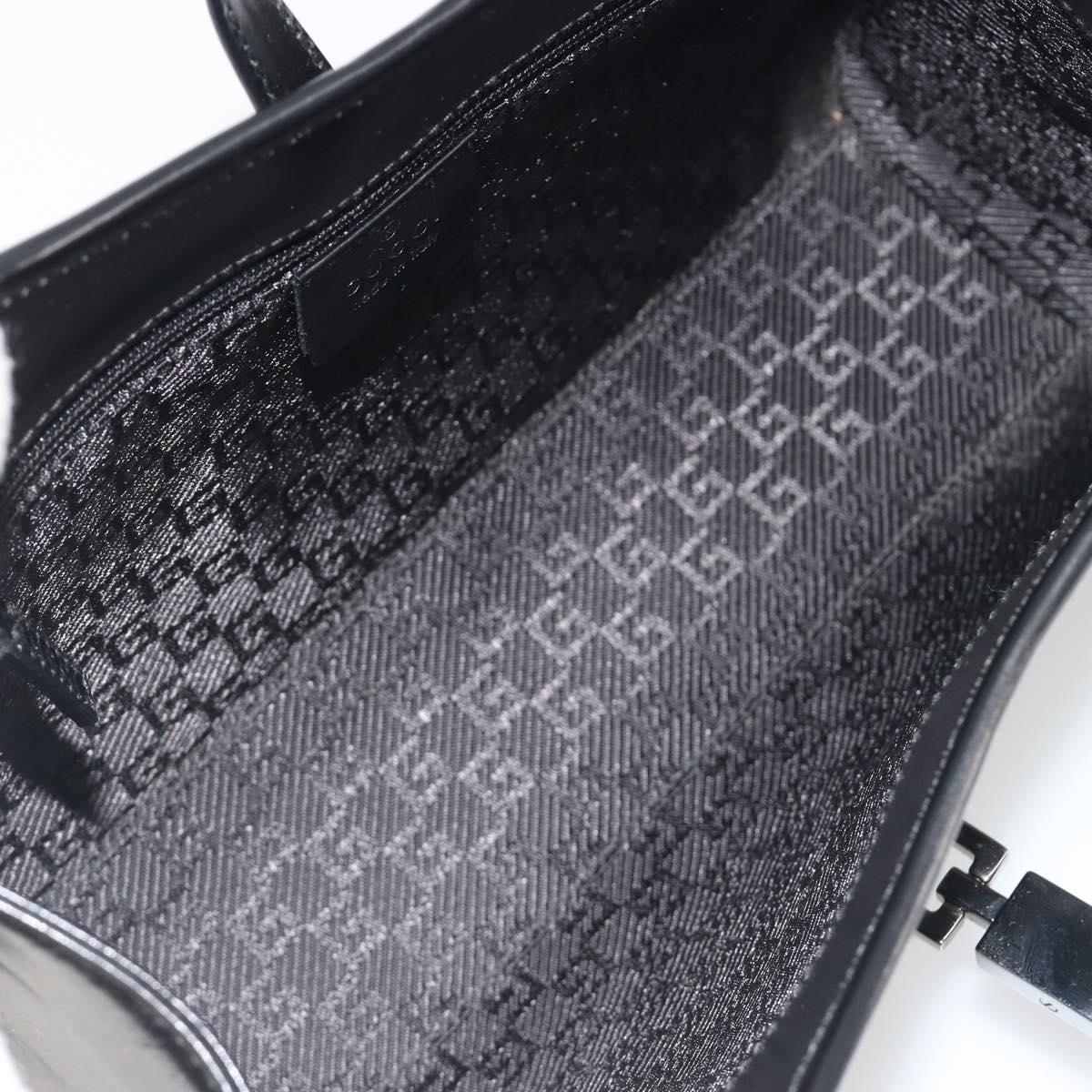 GUCCI Jackie Hand Bag Patent leather Black Silver 002 1068 Auth am12087V