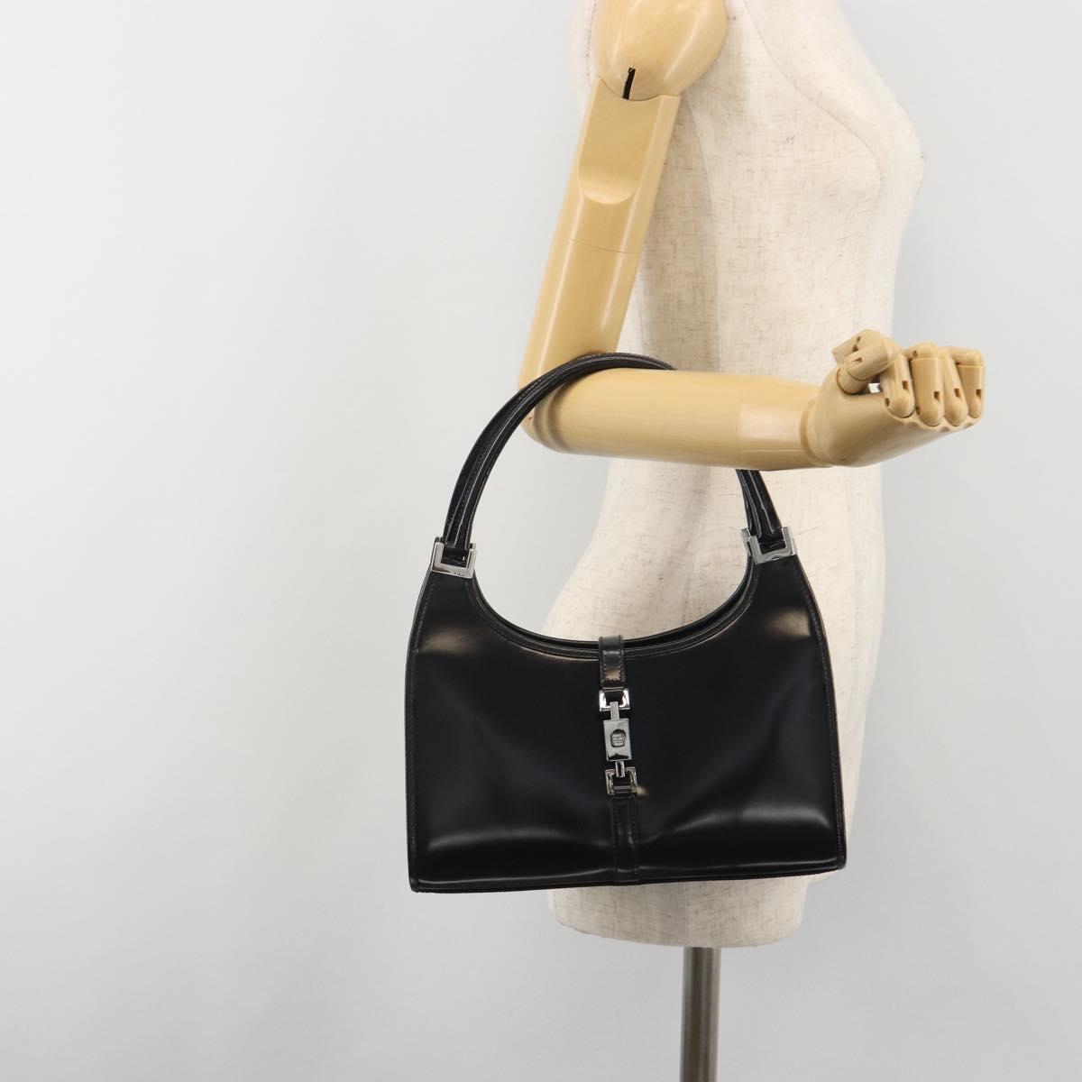 GUCCI Jackie Hand Bag Patent leather Black Silver 002 1068 Auth am12087V