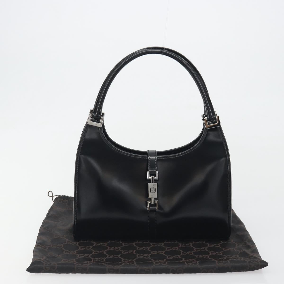 GUCCI Jackie Hand Bag Patent leather Black Silver 002 1068 Auth am12087V