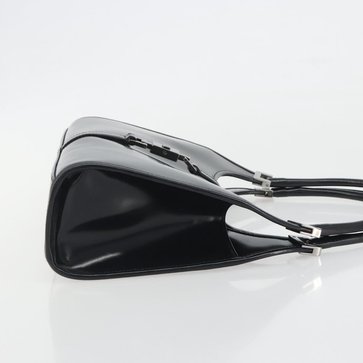 GUCCI Jackie Hand Bag Patent leather Black Silver 002 1068 Auth am12087V