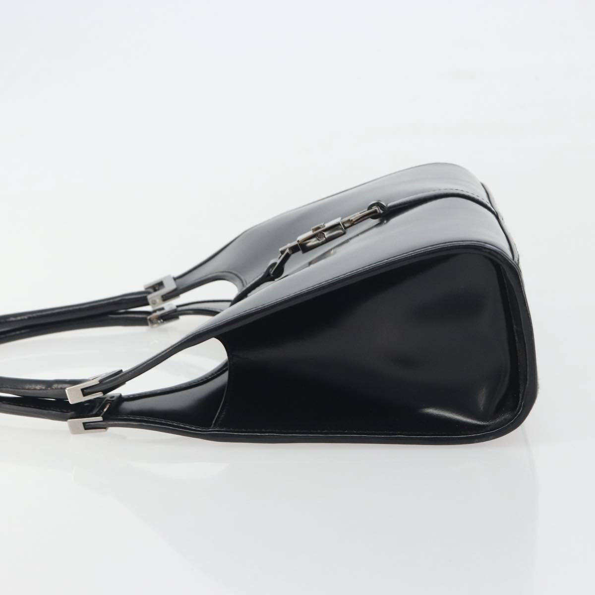 GUCCI Jackie Hand Bag Patent leather Black Silver 002 1068 Auth am12087V