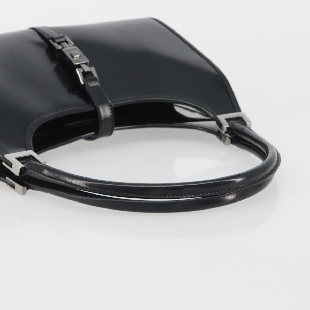 GUCCI Jackie Hand Bag Patent leather Black Silver 002 1068 Auth am12087V