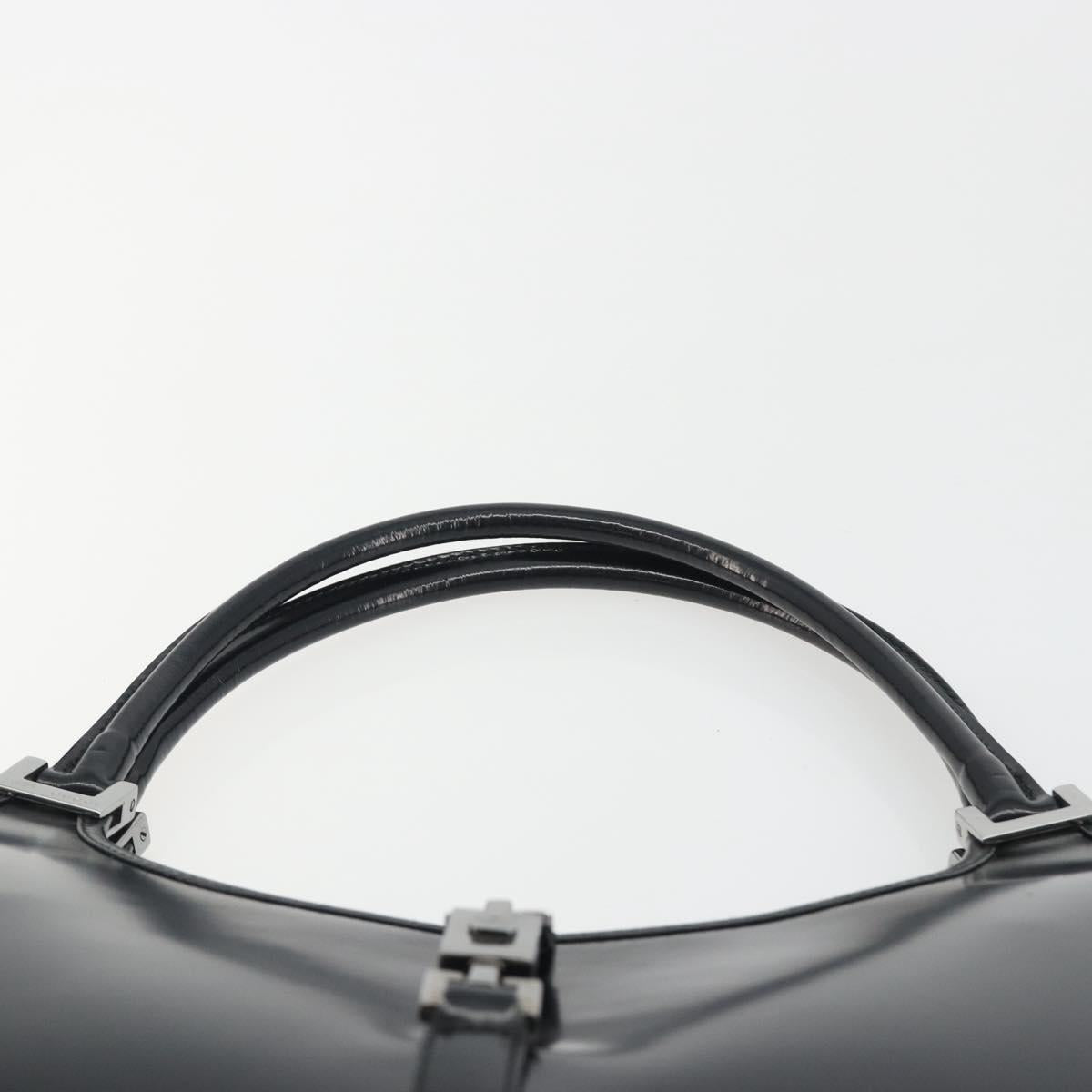 GUCCI Jackie Hand Bag Patent leather Black Silver 002 1068 Auth am12087V