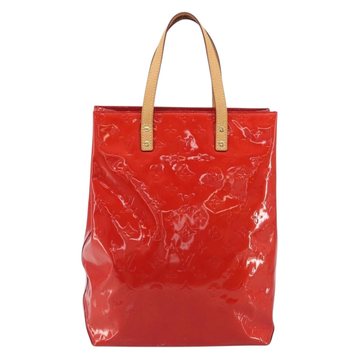 LOUIS VUITTON Monogram Vernis Reade MM Hand Bag Red Rouge M91086 Auth am12088V