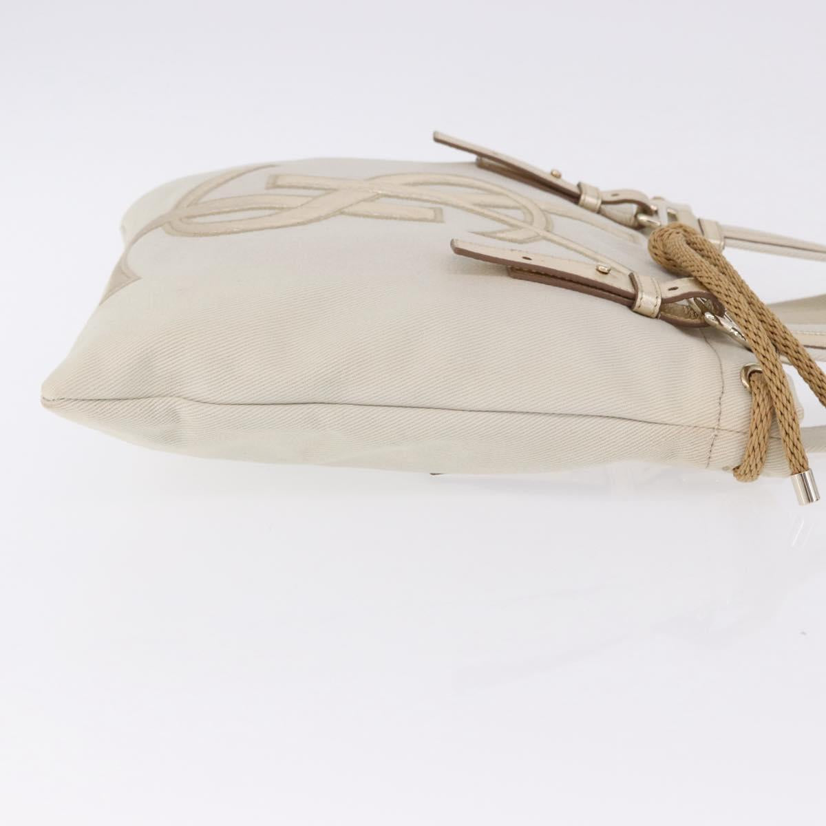 SAINT LAURENT Kahala Tote Bag Canvas Ivory Gold 123435 Auth am12092V