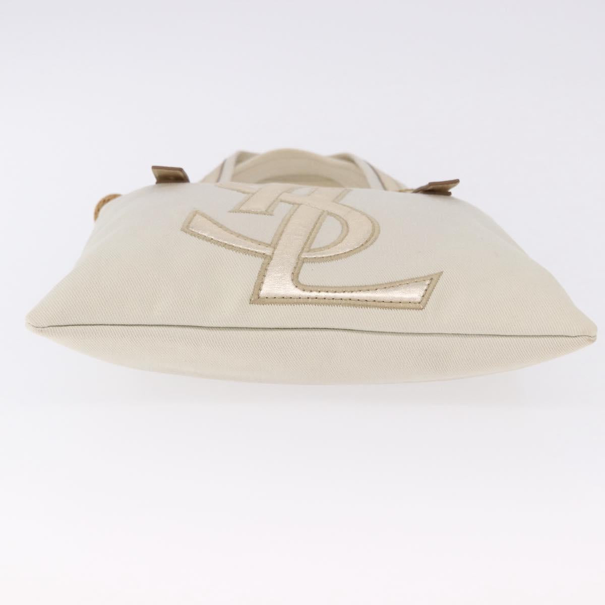 SAINT LAURENT Kahala Tote Bag Canvas Ivory Gold 123435 Auth am12092V