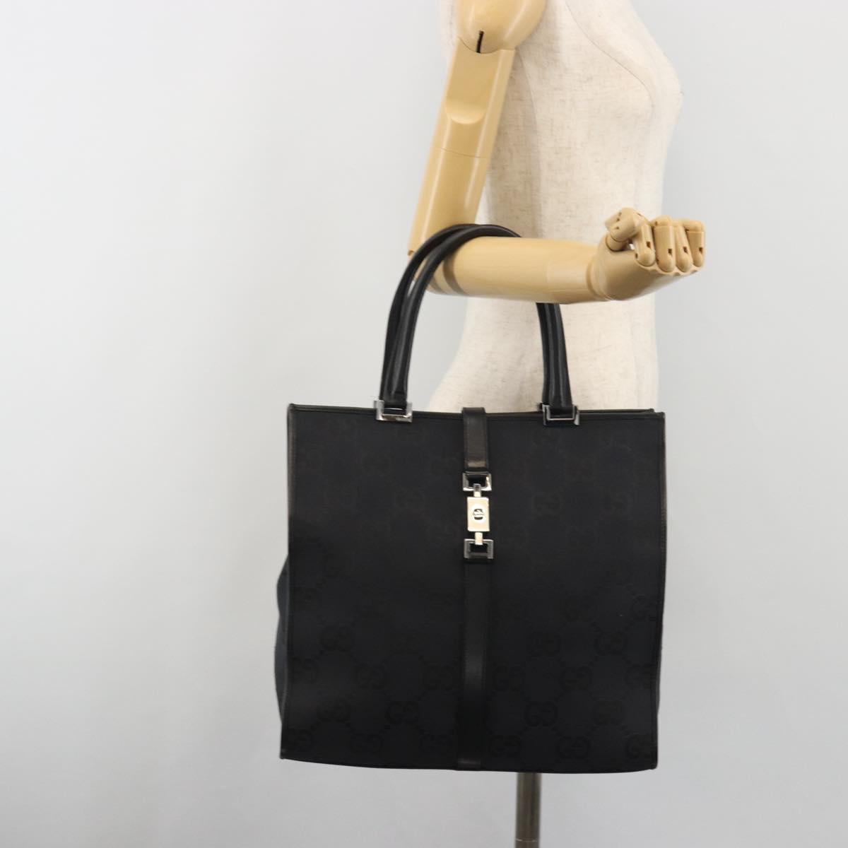 GUCCI GG Canvas Tote Bag Black Silver 002 1064 3444 Auth am12094V