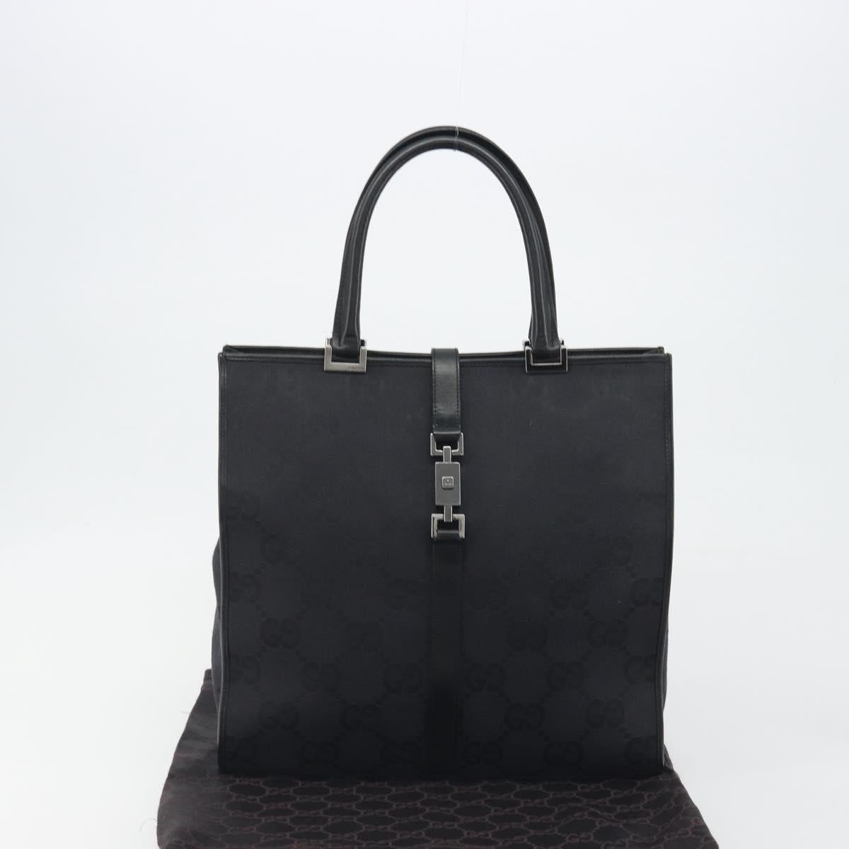 GUCCI GG Canvas Tote Bag Black Silver 002 1064 3444 Auth am12094V