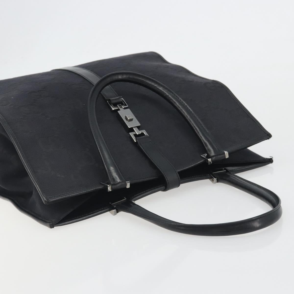 GUCCI GG Canvas Tote Bag Black Silver 002 1064 3444 Auth am12094V