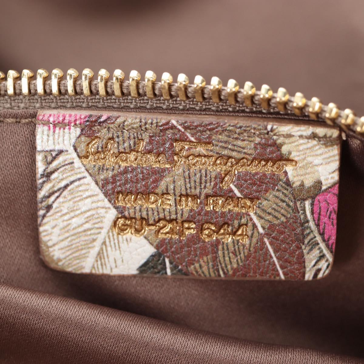 Salvatore Ferragamo Quill Hand Bag Leather 2way Multicolor Gold Auth am12096V