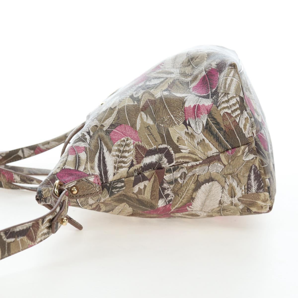 Salvatore Ferragamo Quill Hand Bag Leather 2way Multicolor Gold Auth am12096V