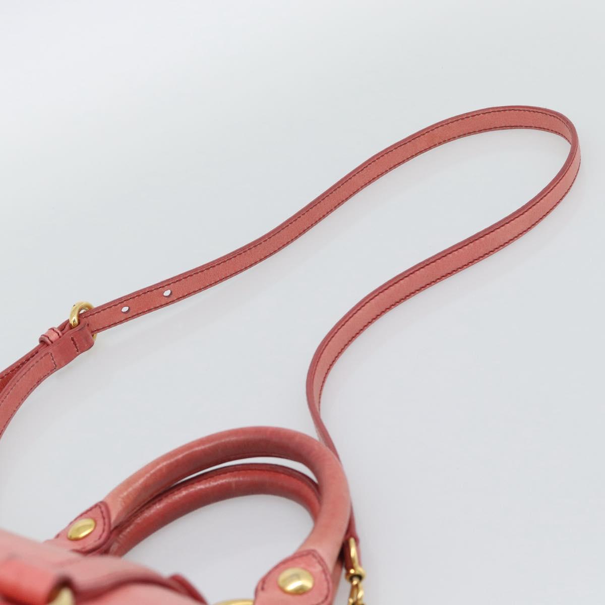 Miu Miu Hand Bag Leather 2way Pink Gold Auth am12098V