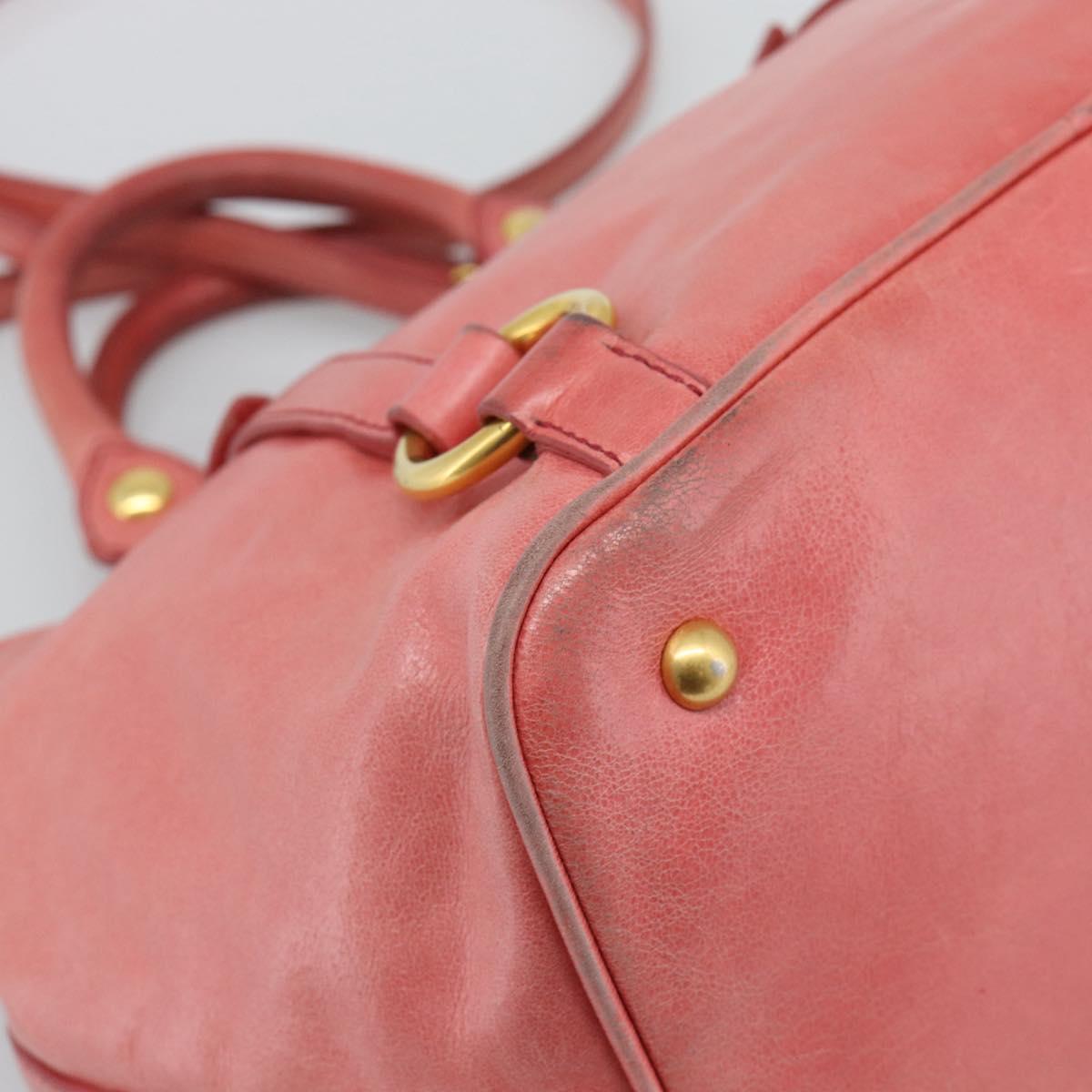 Miu Miu Hand Bag Leather 2way Pink Gold Auth am12098V