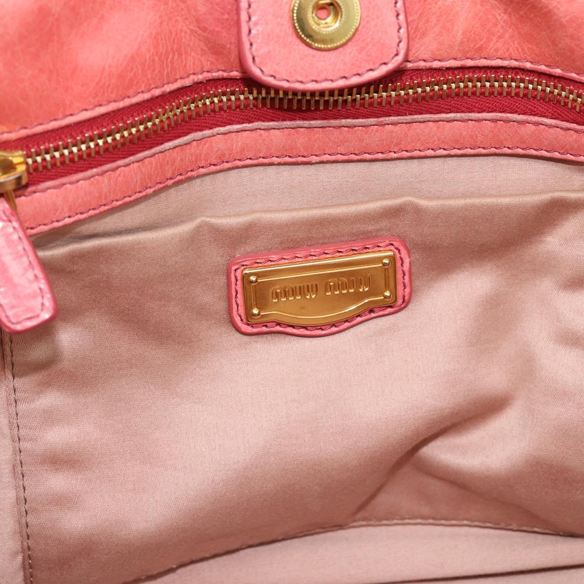 Miu Miu Hand Bag Leather 2way Pink Gold Auth am12098V