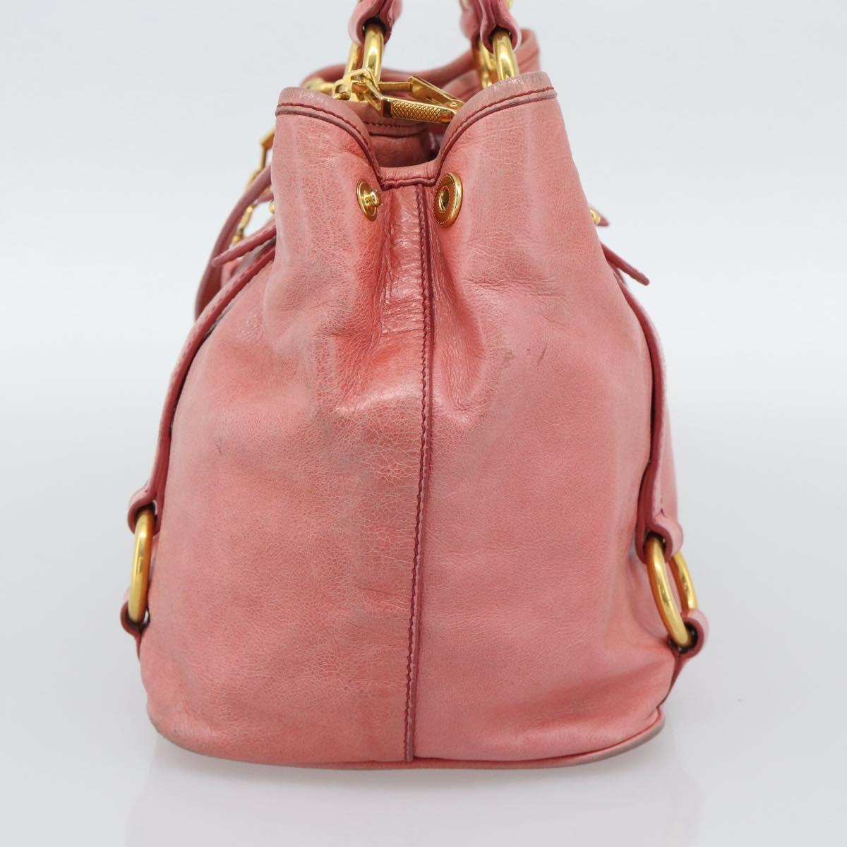 Miu Miu Hand Bag Leather 2way Pink Gold Auth am12098V