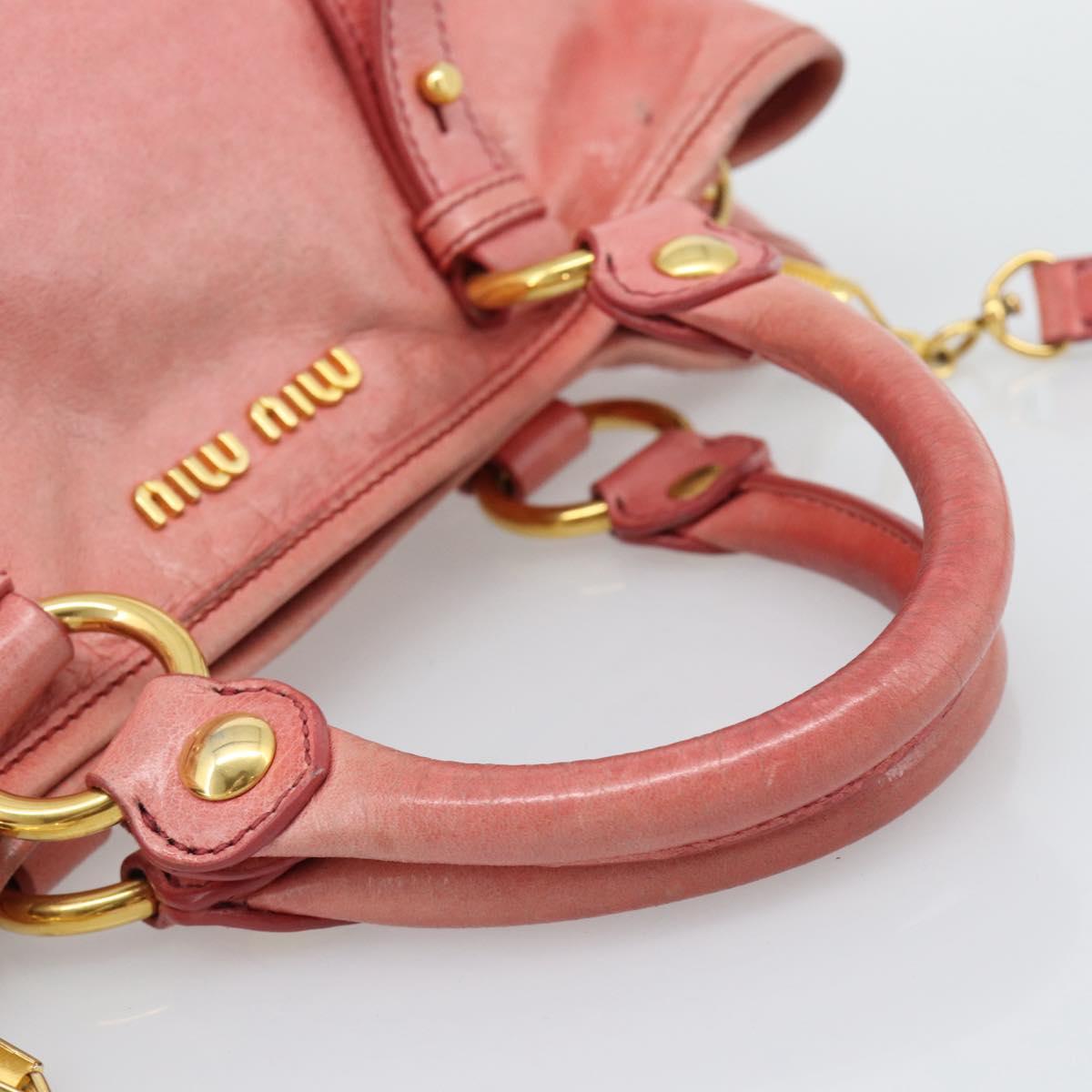 Miu Miu Hand Bag Leather 2way Pink Gold Auth am12098V