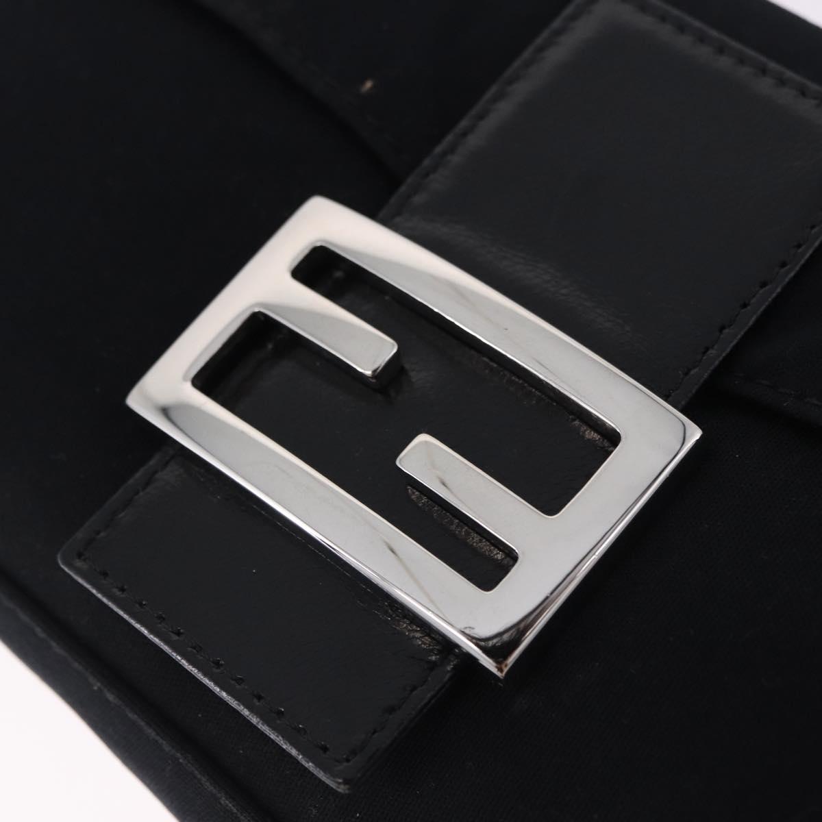 FENDI Mamma Baguette Shoulder Bag Cotton jersey Black Silver Auth am12099V