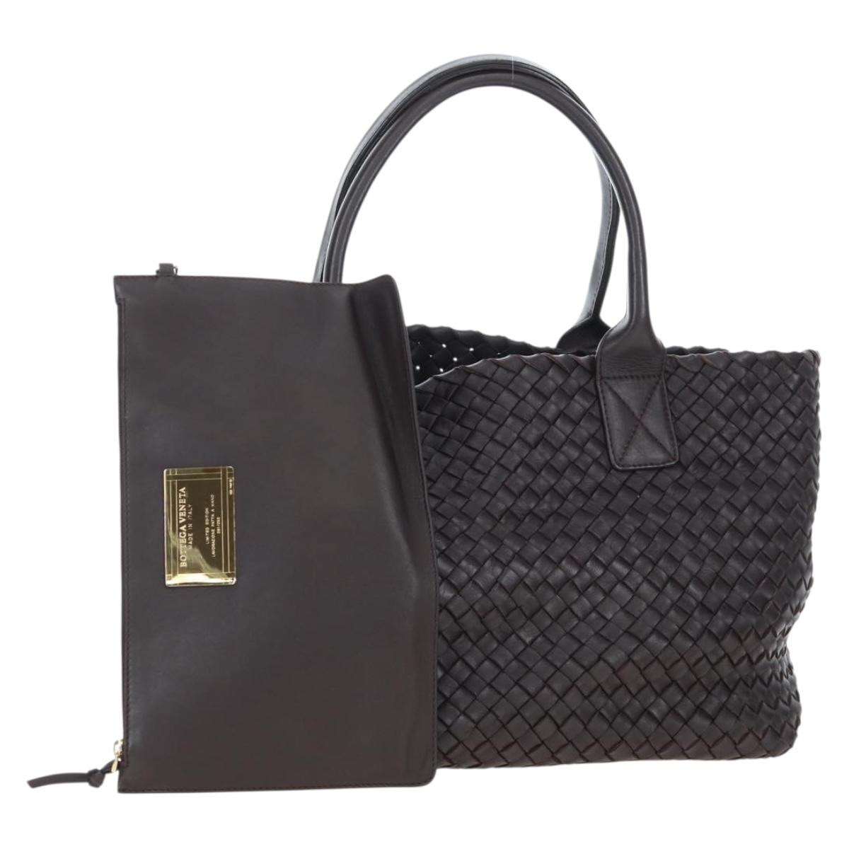 BOTTEGA VENETA INTRECCIATO Cabas PM Bag Leather Brown 141498 Auth am12100SAM