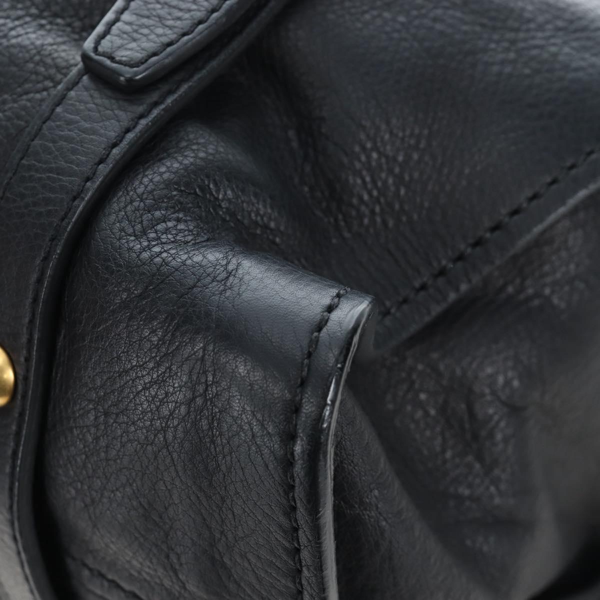 Miu Miu Side Ribbon Tote Bag Leather Black Gold RR1312 Auth am12103SAM