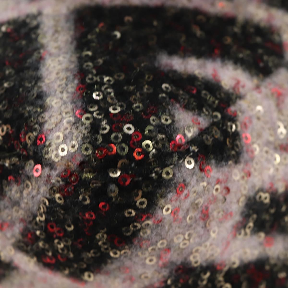 FENDI Chain Mamma Baguette Bag Wool Sequin Enamel Black Pink Auth am12104SM