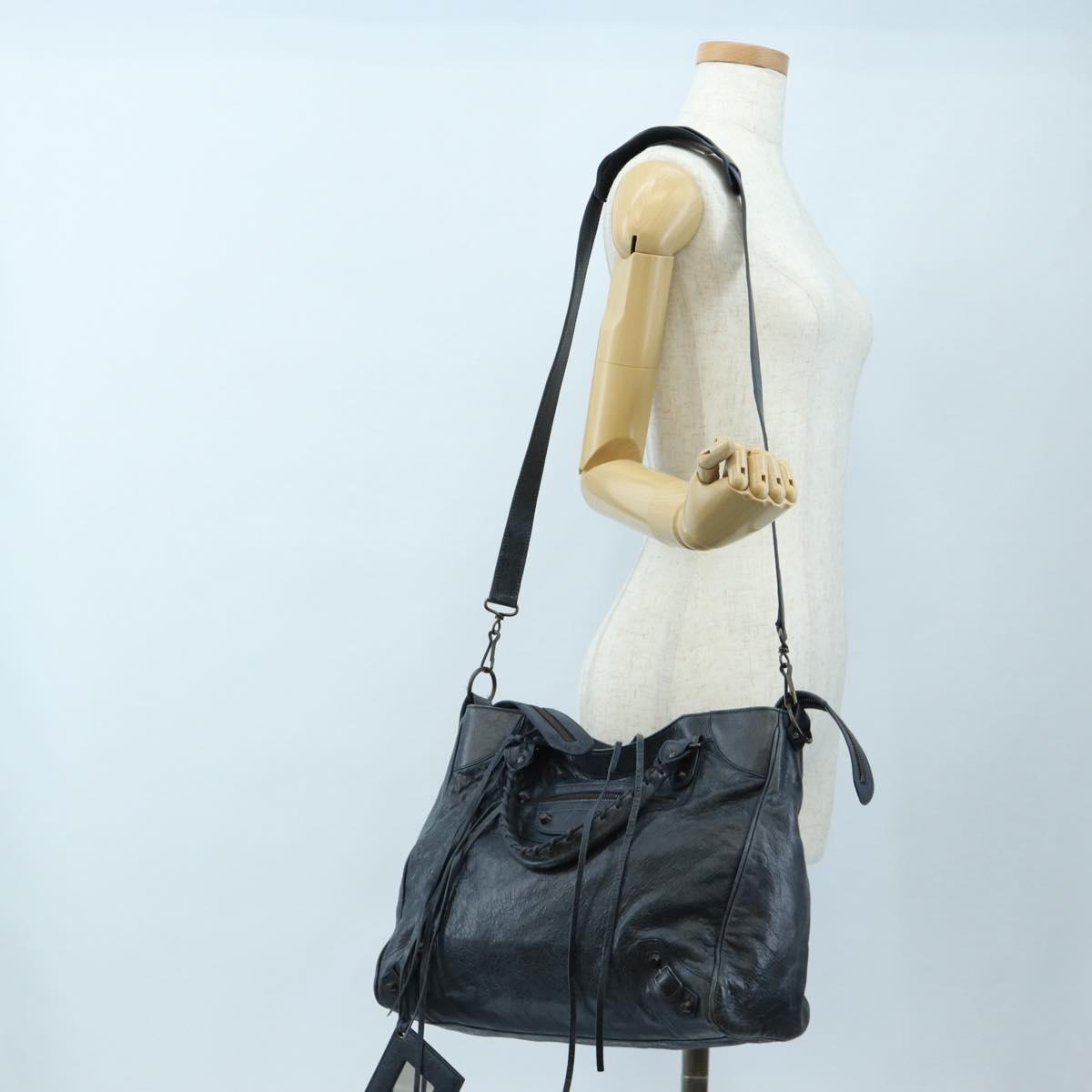 BALENCIAGA The Vero Hand Bag Leather 2way Navy 235216 Auth am12108SAM