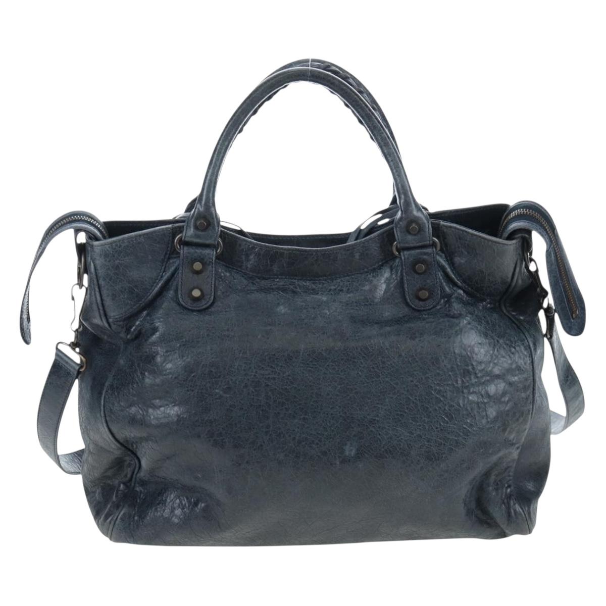 BALENCIAGA The Vero Hand Bag Leather 2way Navy 235216 Auth am12108SAM