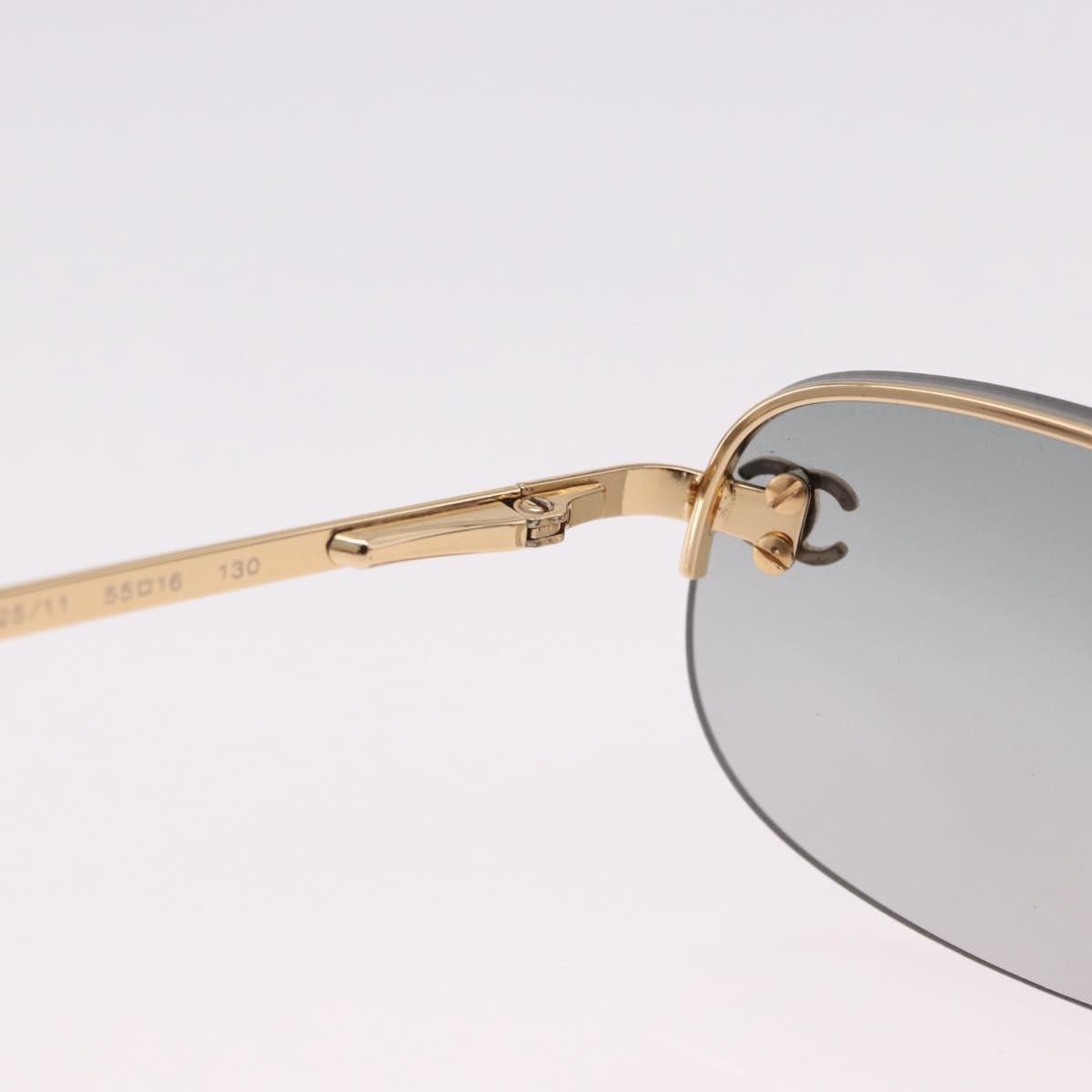 CHANEL Rimless CC Sunglasses metal Gray CC Auth am12112M