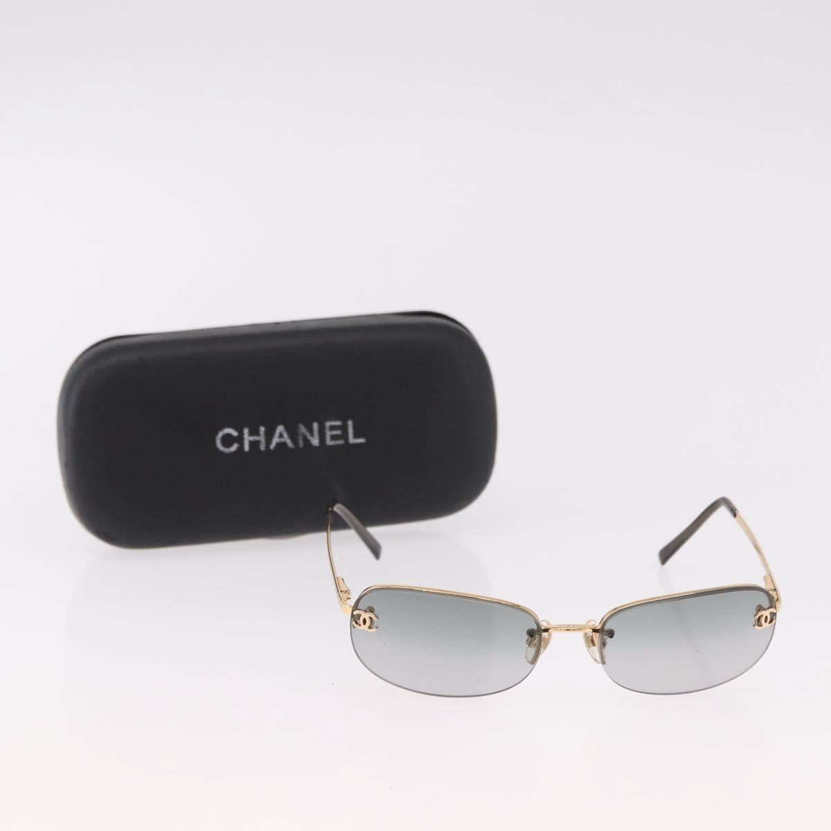CHANEL Rimless CC Sunglasses metal Gray CC Auth am12112M