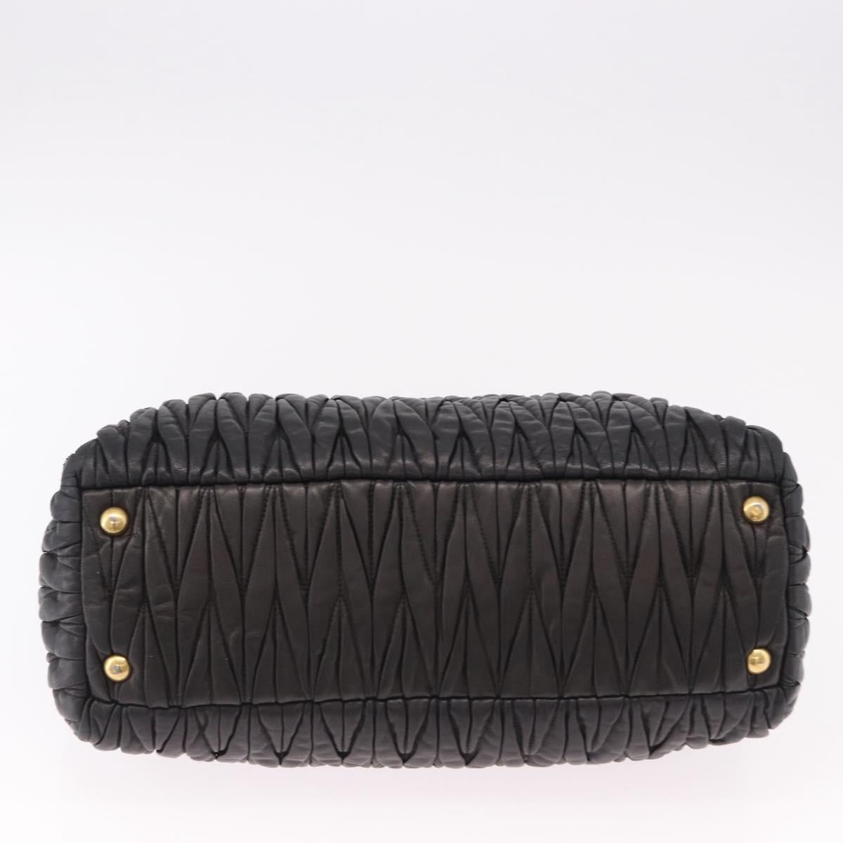 Miu Miu Matelasse Hand Bag Leather 2way Black Gold Auth am12113V