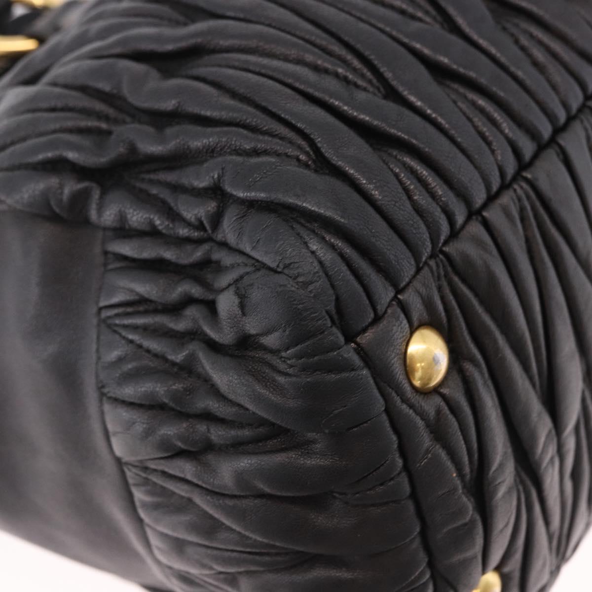 Miu Miu Matelasse Hand Bag Leather 2way Black Gold Auth am12113V