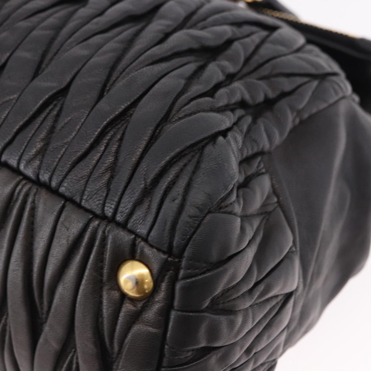 Miu Miu Matelasse Hand Bag Leather 2way Black Gold Auth am12113V