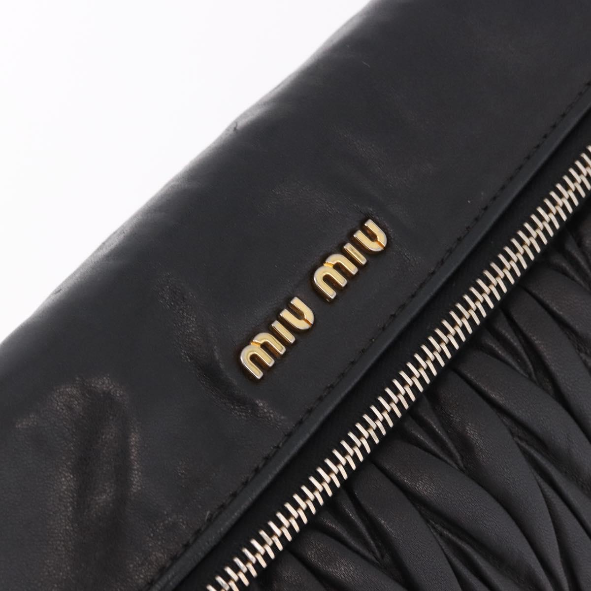 Miu Miu Matelasse Hand Bag Leather 2way Black Gold Auth am12113V