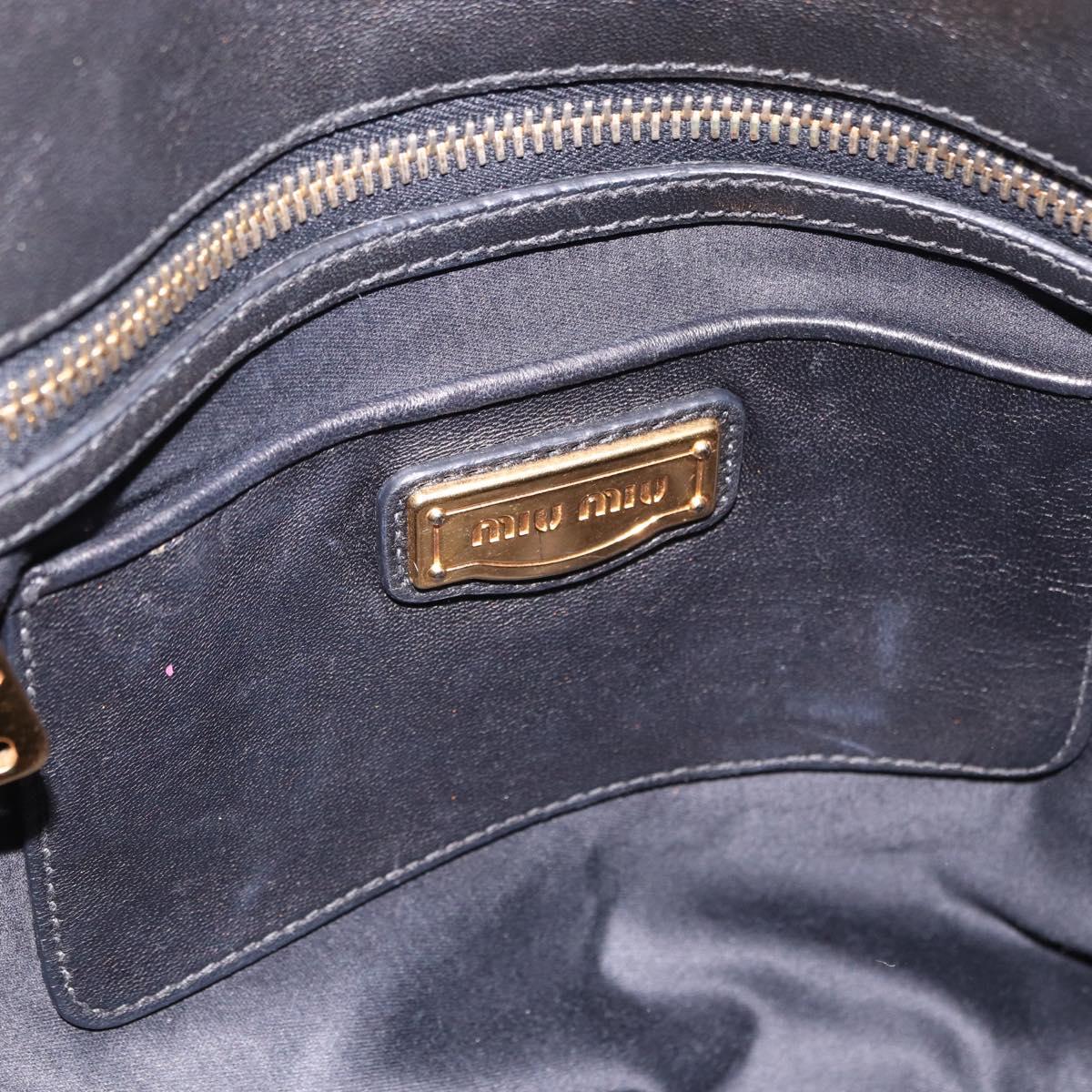 Miu Miu Matelasse Hand Bag Leather 2way Black Gold Auth am12113V