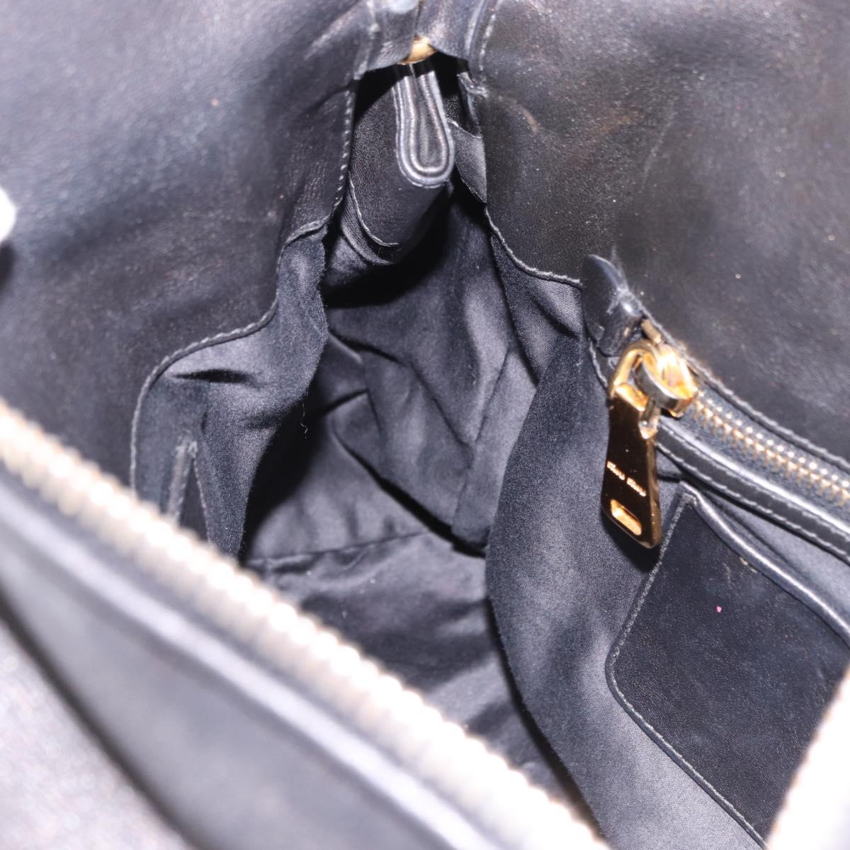 Miu Miu Matelasse Hand Bag Leather 2way Black Gold Auth am12113V